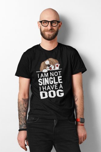 Mintás férfi póló - I am not single - fekete