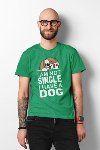 Mintás férfi póló - I am not single - irish Green