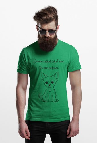 Mintás férfi póló - Csivava - Irish Green