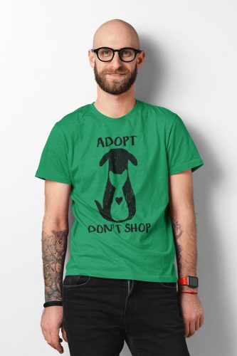 Mintás férfi póló - Adopt, don't shop - Irish Green