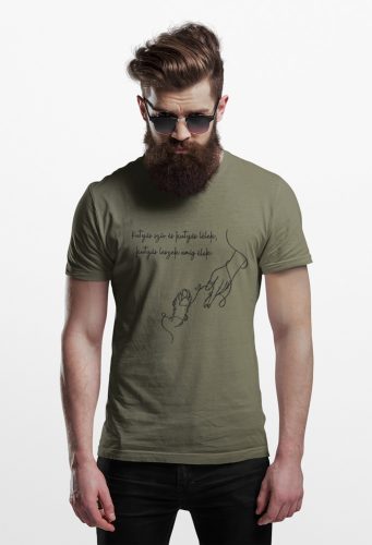 Mintás férfi póló - Kutyás szív - Military