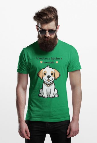 Mintás férfi póló - Mentett kutya - irish green