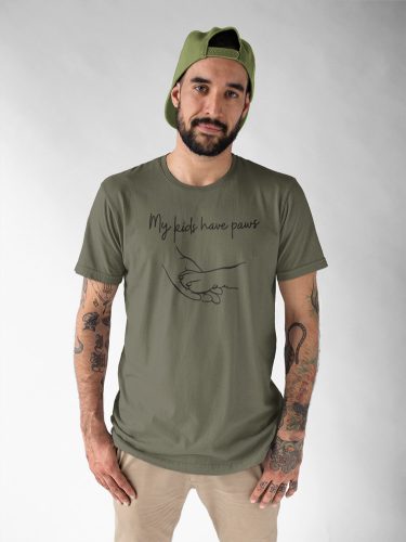 Mintás férfi póló - My kids have paws - Military