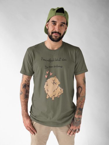 Mintás férfi póló - Pomerániai kutya- Military