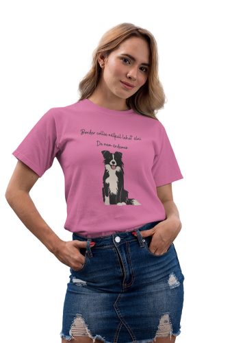 Mintás női póló - Border collie - azalea