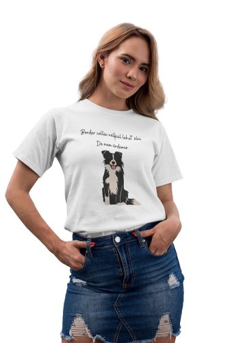 Mintás női póló - Border collie - fehér