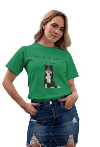 Mintás női póló - Border collie - irishGreen