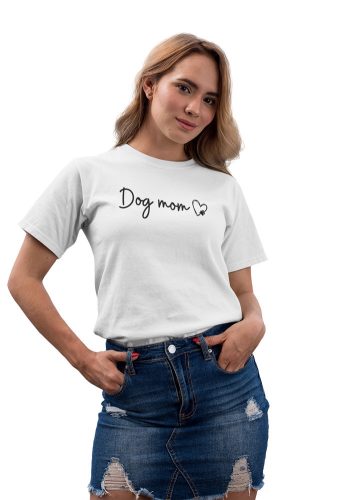 Mintás női póló - Dog Mom- Fehér