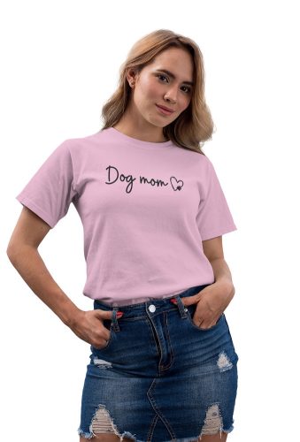 Mintás női póló - Dog Mom- LightPink