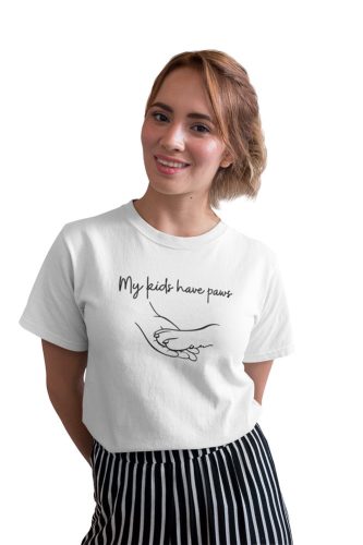Mintás női póló - My kids have  paws - fehér