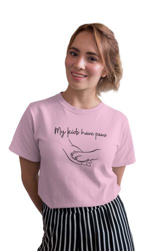Mintás női póló - My kids have  paws - lightPink