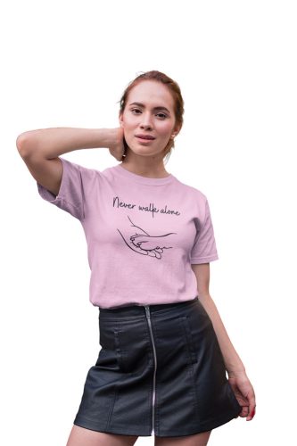 Mintás női póló - Never walk alone - lightPink