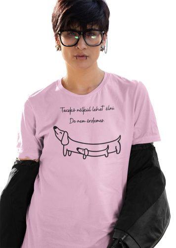 Mintás női póló -Tacskó kutya-lightPink