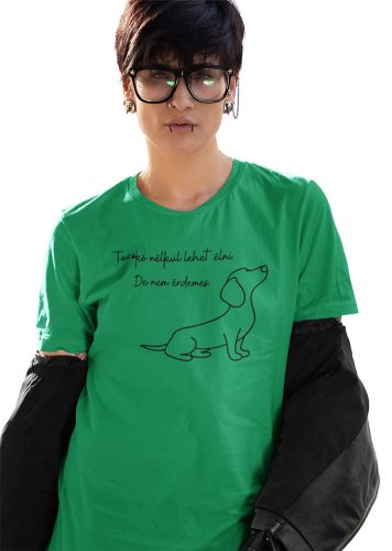Mintás női póló -Tacskó élet 2 -Irish Green