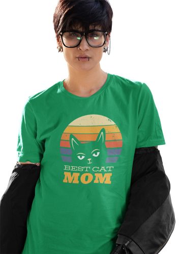 Mintás női póló - Best cat mom - irish green