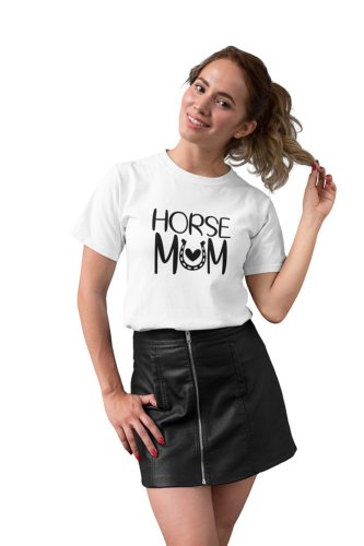 Mintás női póló - Horse mum - Fehér
