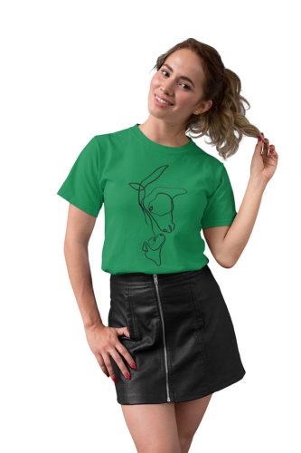 Mintás női póló - Kutya és ló - Irish Green