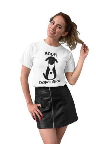 Mintás női póló - Adopt don't shop - Fehér