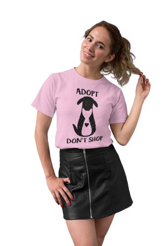 Mintás női póló - Adopt don't shop - Light pink