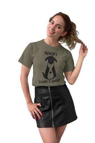 Mintás női póló - Adopt don't shop - Military