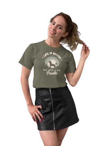 Mintás női póló - Poodle - Military