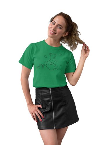 Mintás női póló - Róka - Irish Green