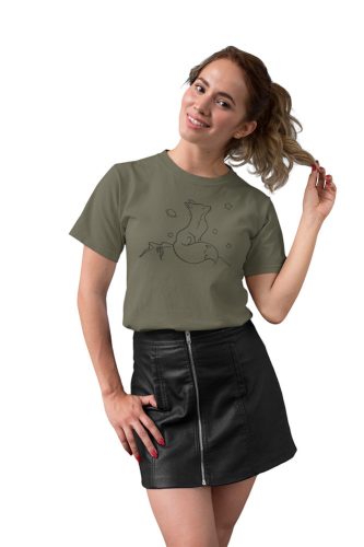 Mintás női póló - Róka - Military