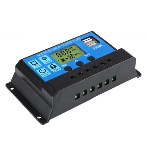 Digitális programozható töltésvezérlő napelemhez, 12V / 24V, 30A