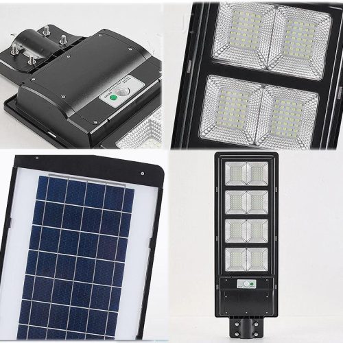 Mozgásérzékelős, napelemes utcai, udvari LED lámpa távirányítóval, 200W