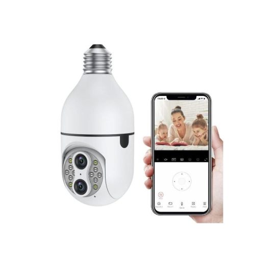 Kétlencsés E27 foglalatba rögzíthető WiFi Smart IP biztonsági kamera