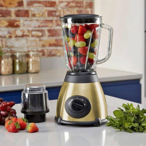 Royalty Line turmixgép 1.5 literes üveg edénnyel és kávédaráló feltéttel, 800W, arany