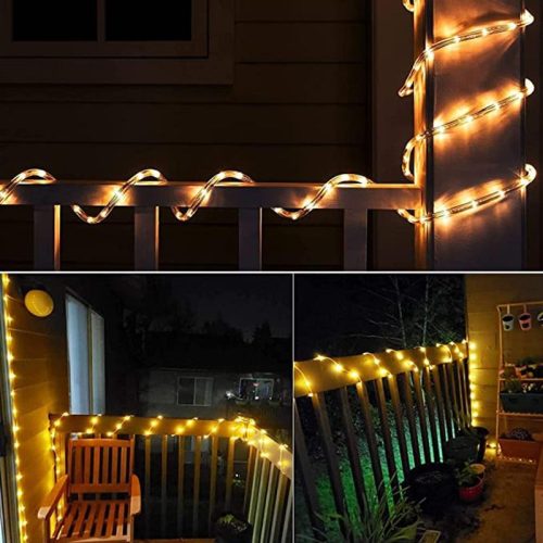 Kültéri LED fénykábel, melegfehér, 8 programos, 10 méter