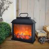 Vezeték nélküli elemes LED kandalló dekorvilágítás lánghatással, USB kábellel, 30x13x31 cm